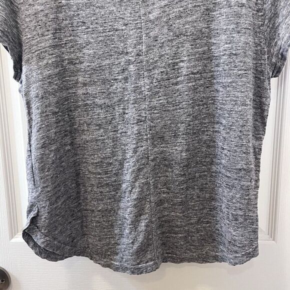 FRAME Classic Crewneck 100% Linen Tee Shirt Top Gris Gray Women's Size Large - Picture 12 of 12